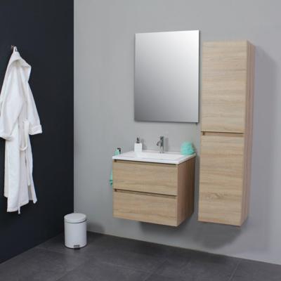 Badkamermeubel Boss & Wessing Pepper Acryl Wastafel Met Kraangat Inclusief Spiegel 60x55x46 cm Eiken Boss & Wessing Badkamermeubel Boss & Wessing Pepper Acryl Wastafel Met Kraangat Inclusief Spiegel 60x55x46 cm Eiken Boss & Wessing