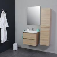 Badkamermeubel Boss & Wessing Pepper Acryl Wastafel Met Kraangat Inclusief Spiegel 60x55x46 cm Eiken Boss & Wessing - thumbnail