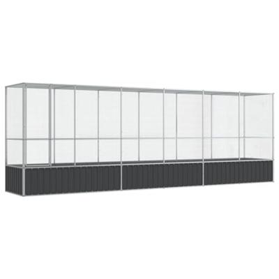 vidaXL Volière met verlengstuk 626,5x107x212 m staal zilverkleurig, vogelvolière, papegaaienkooi, grote papegaaienkooi, parkietenkooi, grote vogelkooi