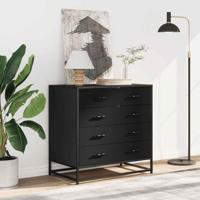 Ladekast 70x41x70 cm bewerkt hout zwart - thumbnail