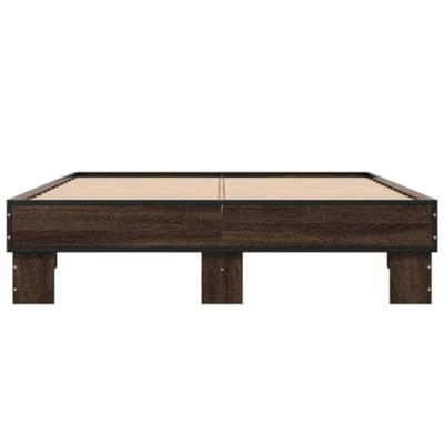 Bedframe bewerkt hout metaal bruin eikenkleur 135x190 cm
