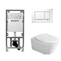 Villeroy & Boch Subway 2.0 inbouwset met diepspoel wandcloset directflush slimseat zitting afdekplaat Sigma 30 DF wit/verchroomd glans 0701131/ga26028/ga91964/sw61798/ - thumbnail