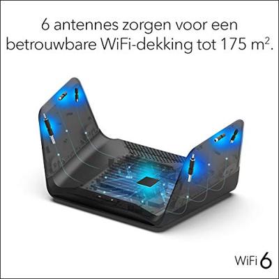 NETGEAR RAX70 WiFi 6 Router AX6600 TriBand (8 streams met maximaal 6,6 GBit/s, Nighthawk WLAN-router afdekking tot 175 m², compatibel met iPhone 12/13 of Samsung S20/S21)