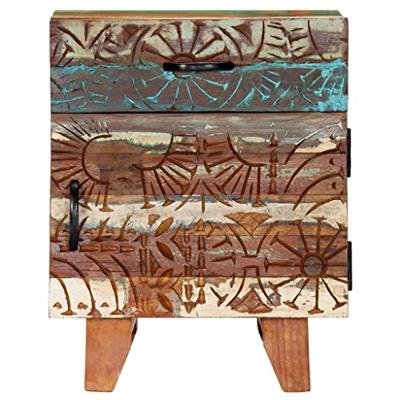 Nachtkastje handgesneden 40x30x50 cm massief gerecycled hout
