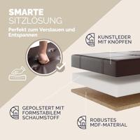 Opvouwbare Zitbank met opbergruimte en deksel - 115cm - Bruin - thumbnail