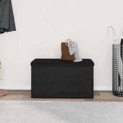 Opslagbank met kussen Zwart Eiken 82 x 42 x 45 cm Bewerkt hout