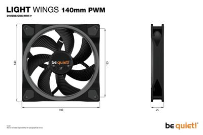Be Quiet! light wings pwm rgb case fan (zwart, 140 x 140 x 25 mm)