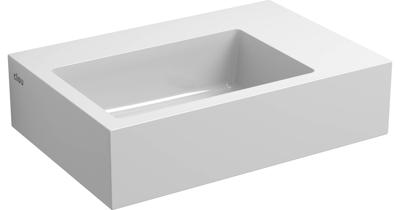 Fontein Clou Flush 2 36x24.5x9cm Mineraal Marmer Glans Wit (Met Voorbewerkt Kraangat Rechts) Fontein Clou Flush 2 36x24.5x9cm Mineraal Marmer Glans Wit (Met Voorbewerkt Kraangat Rechts)