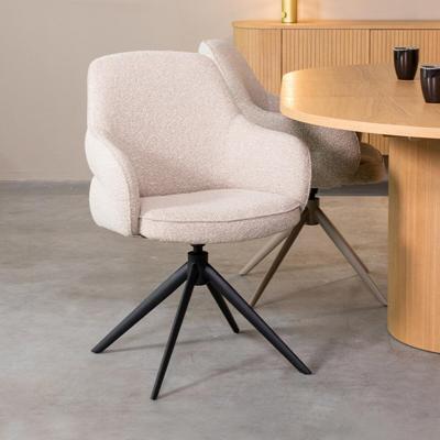 LABEL51 Draaibare Eetkamerstoel 'Bern' Bouclé, kleur Naturel