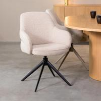 LABEL51 Draaibare Eetkamerstoel 'Bern' Bouclé, kleur Naturel - thumbnail