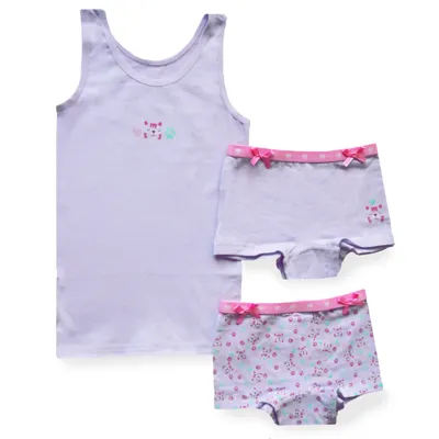 Funderwear meisjes setje Tiger - Onderbroek & Hemdje - Boxershorts - Roze - Groen - Paars