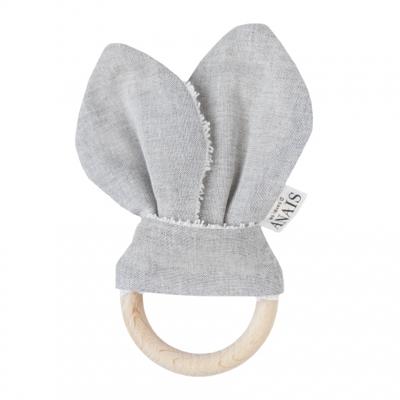 Trixie bijtring 17 cm katoen grijs/beige