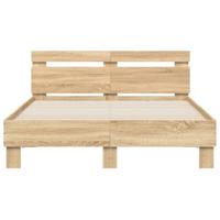 Bedframe met hoofdeinde bewerkt hout sonoma eiken 135x190 cm - thumbnail