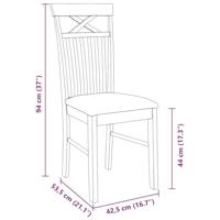 Eetkamerstoelen met kussens 2 st massief hout rubber wit - thumbnail