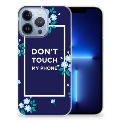 Apple iPhone 13 Pro Silicone-hoesje Flowers Blue DTMP Apple iPhone 13 Pro Silicone-hoesje Flowers Blue DTMP