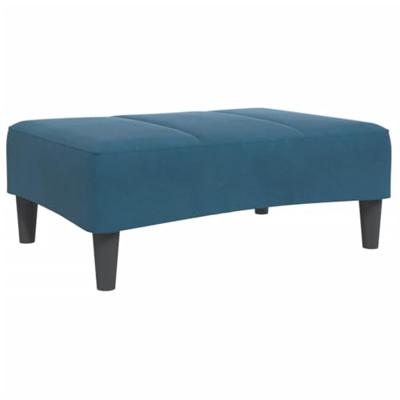 Slaapbank 2-zits met voetenbank fluweel blauw - thumbnail