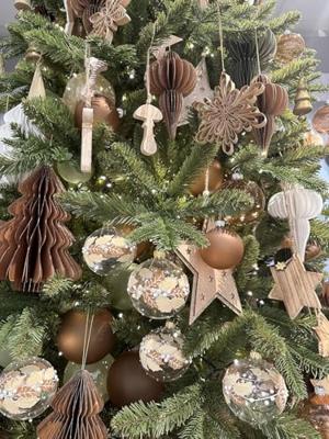 Decoris kerstballen Glas 10st pecannoot bruin 6cm - thumbnail