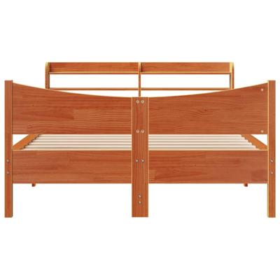 Bedframe met hoofdbord massief grenenhout wasbruin 120x200 cm Bedframe met hoofdbord massief grenenhout wasbruin 120x200 cm