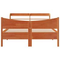 Bedframe met hoofdbord massief grenenhout wasbruin 120x200 cm - thumbnail