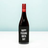 Wijnfles Happy fucking birthday - Rood (Merlot) - thumbnail