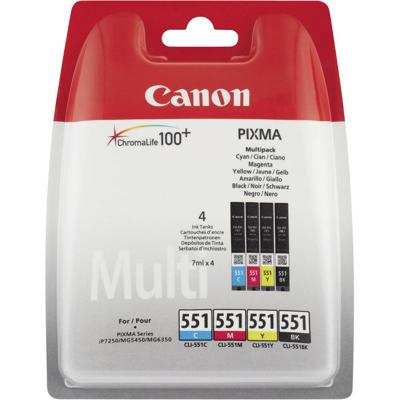 Canon CLI-551 inktcartridge 4 stuk(s) Origineel Normaal rendement Zwart, Cyaan, Magenta, Geel