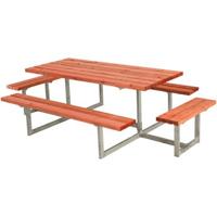 Picknicktafel Hout en Staal Basic Teak 4 Bankjes - thumbnail