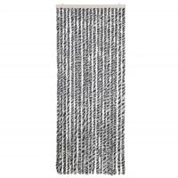 VidaXL Vliegengordijn 56x200 cm chenille grijs en zwart-wit - thumbnail