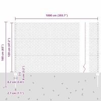 VidaXL Hek met paal grijs 1,2 x 10 m staal en pvc - thumbnail