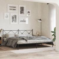 Bedframe met hoofdbord metaal zwart 193x203 cm - thumbnail