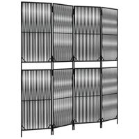 Kamerscherm 4 panelen poly rattan zwart - thumbnail