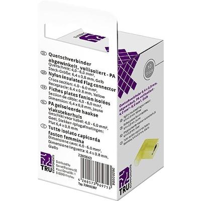 TRU COMPONENTS T2010C367 Assortiment kabelschoenen Insteekbreedte: 6.4 mm Insteekdikte: 0.8 mm 90 ° Volledig geïsoleerd Geel 10 stuk(s)
