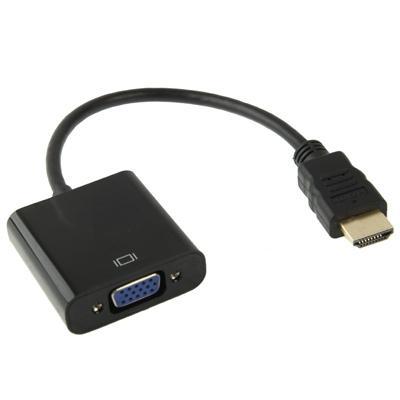 HDMI 19 Pin mannetje naar VGA vrouwtje Kabel Adapter, Lengte: 20cm(zwart)