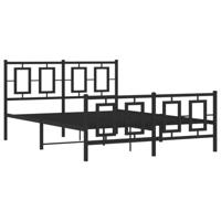 Bedframe met hoofd- en voeteneinde metaal zwart 135x190 cm - thumbnail