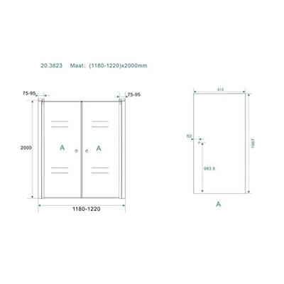 Wiesbaden Douchedeur | 2 Pendeldeuren | 120x200cm | 6mm NANO coating glas | Chroom | Nisdeur