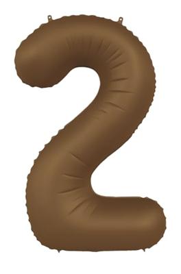 Folieballon Cijfer 2 Bruin Mat (86cm)