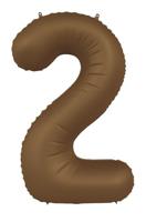 Folieballon Cijfer 2 Bruin Mat (86cm) - thumbnail