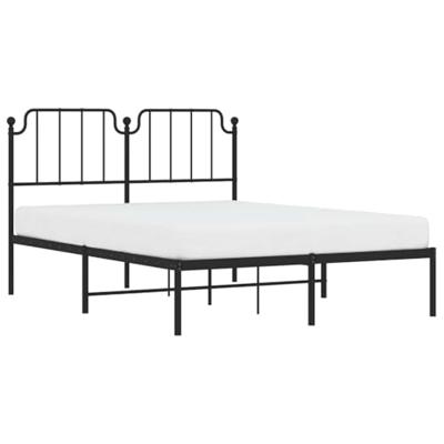 Bedframe met hoofdbord metaal zwart 135x190 cm