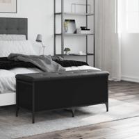 Opbergbankje 102x42x45 cm bewerkt hout zwart - thumbnail