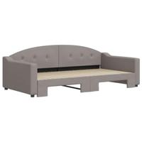 Slaapbank met onderschuifbed 100x200 cm stof taupe - thumbnail