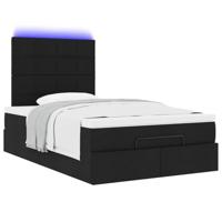 Ottoman bed met matras en LED's 120x200cm stof zwart - thumbnail