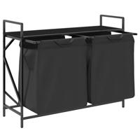 Wasmand 2 vakken met plank zwart eikenkleurig - thumbnail