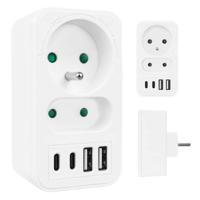 Maclean-stroomaansluiting x2 + 4xUSB, splitter met 2 aansluitingen, 2xUSB A, 2xUSB C PD 20W, 1x16A + 1x6A, MCE249 F/W - thumbnail