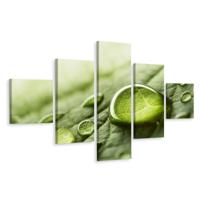 Schilderij - Waterdruppels op blad, 5luik, premium print - thumbnail