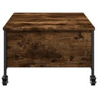 Salontafel met wielen 91x55x34 cm bewerkt hout gerookt eiken - thumbnail