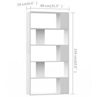 Boekenkast / kamerscherm 80x24x159 cm bewerkt hout wit - thumbnail