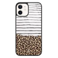 iPhone 12 glazen hardcase - Leopard lines - thumbnail