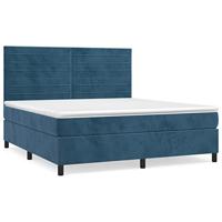 Boxspring met matras fluweel donkerblauw 160x200 cm - thumbnail