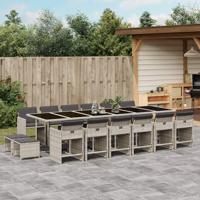 17-delige Tuinset met kussens poly rattan lichtgrijs - thumbnail