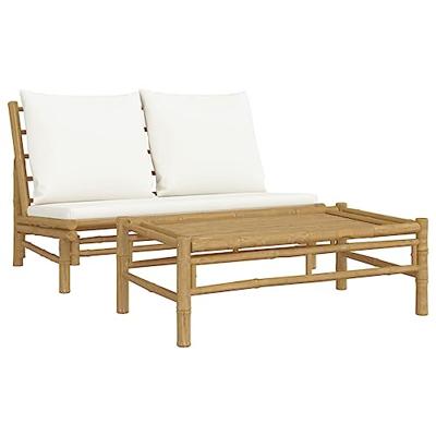 2-delige Loungeset met kussens bamboe crmewit - thumbnail