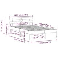 Bedframe met hoofdeinde Wit 135 x 190 cm Massief grenenhout - thumbnail